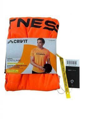 Crivit Men's Quick-Dry Performance Gym Shirt Athletic Tee Orange Large 42/44